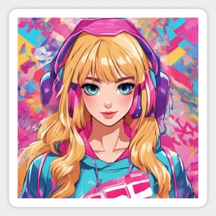 Music Hoodie Blonde Anime Girl Magnet